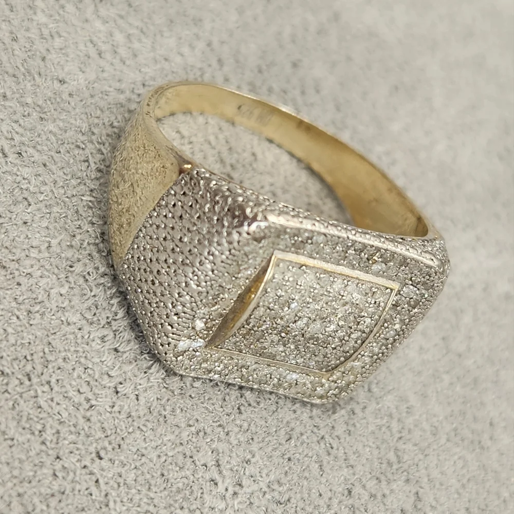 Diamond Cluster Ring Men’s 10.75 925 Sterling Silver Statement Bold Maximalism